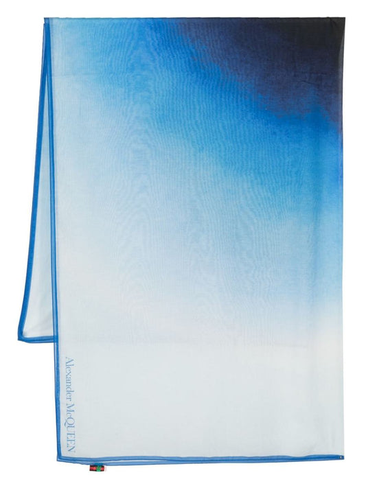 Alexander McQueen Printed Silk Blend Cotton Scarf