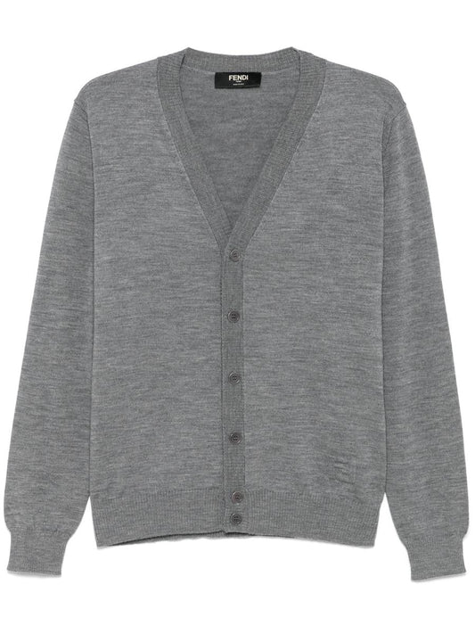 Fendi Ff Embossed Wool Cardigan Clothing