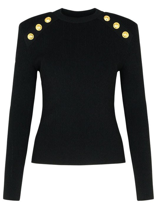 Balmain Black Viscose Blend Sweater