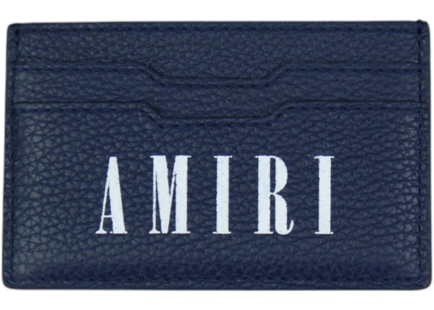 Porte-cartes en cuir avec logo Amiri bleu marine