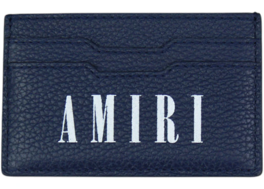 Porte-cartes en cuir avec logo Amiri bleu marine