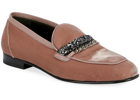 Mocassins à chaîne Bandana Amiri en velours saumon