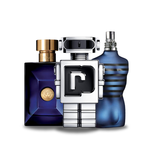 Pack de 3 Parfums : Versace DYLAN BLUE, Paco Rabanne PHANTOM et Jean Paul Gaultier ULTRA MALE (Eau de Parfum)