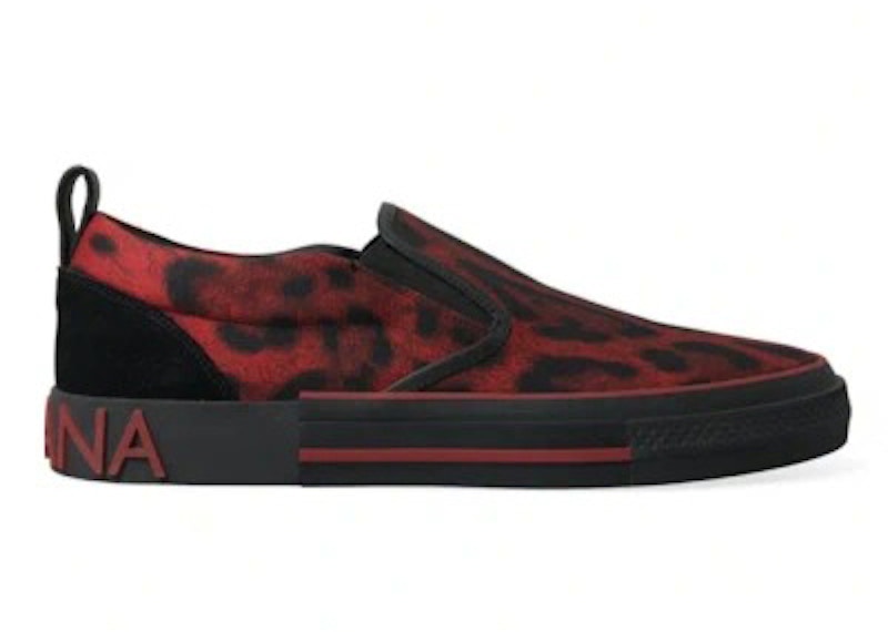 Dolce &amp; Gabbana 2.Zero Slip-On Rouge Noir Léopard