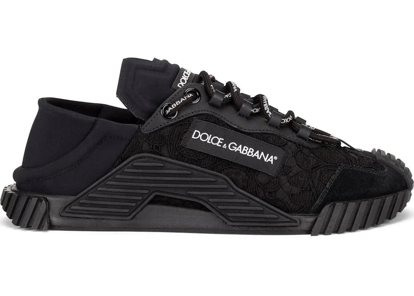 Dolce &amp; Gabbana NS1 Baskets basses en dentelle noire (Femme)