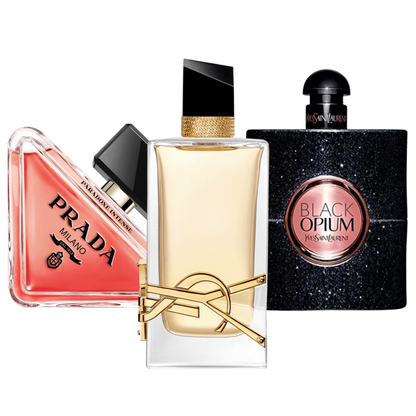 Pack de 3 Parfums : Prada Paradoxe, Black Opium d'Yves Saint Laurent et Libre (Eau de Parfum)