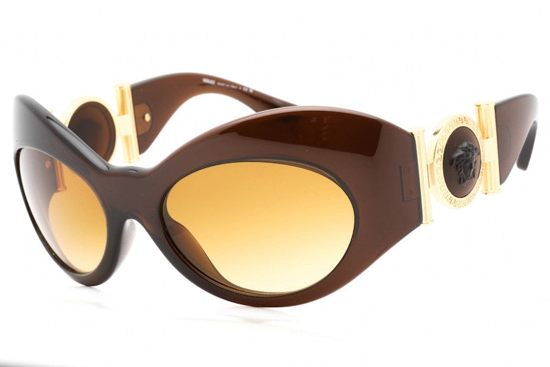 Lunettes de soleil Versace Irrégulières Transparent Marron/Jaune Dégradé Marron