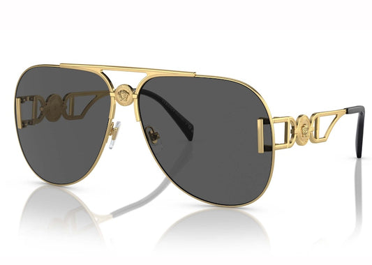 Lunettes de soleil pilote Versace Medusa Biggie gris foncé/doré