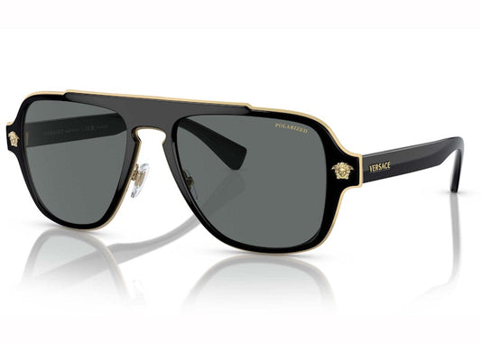 Lunettes de soleil Versace polarisées Medusa Retro Charm gris foncé/noir