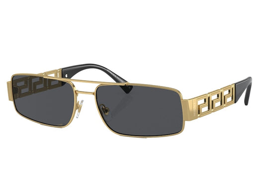 Lunettes de soleil rectangulaires Versace à logo Runway dorées