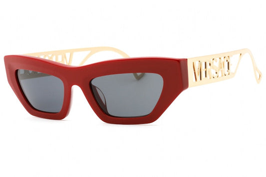 Lunettes de soleil rectangulaires Versace rouge/gris foncé