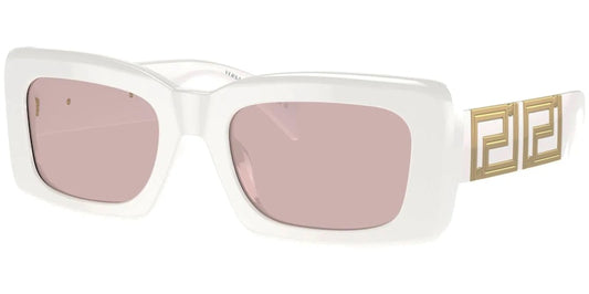 Lunettes de soleil rectangulaires Versace blanches/roses